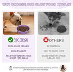 TRUVIC Ceramic Slow Feeder Dog Bowls Small Breed, 0.6 Cup Slow Feeder Cat Bowls for Fast Eaters, Ceramic Dog Food Dish no Black Chin, Puzzle Bowl for Small Dogs and Cats, Purple