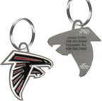 NFL Atlanta Falcons Engraving Pet ID Tags in 32 Team Logo Shapes Personalized Dog Tags and Cat Tags with 3 Lines of Customizable Text for Tracking & Safety. Stainless Steel Pet ID Tracking Tags
