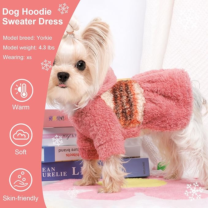 Dog Hoodie Dog Sweater Doggie Winter Clothes for Small Dogs Boy Girl Pet Hoodies for Dogs Cold Weather Doggy Coats Fall Winter Puppy Sweatshirt for Chihuahua Yorkie Cat Sweater Costumes