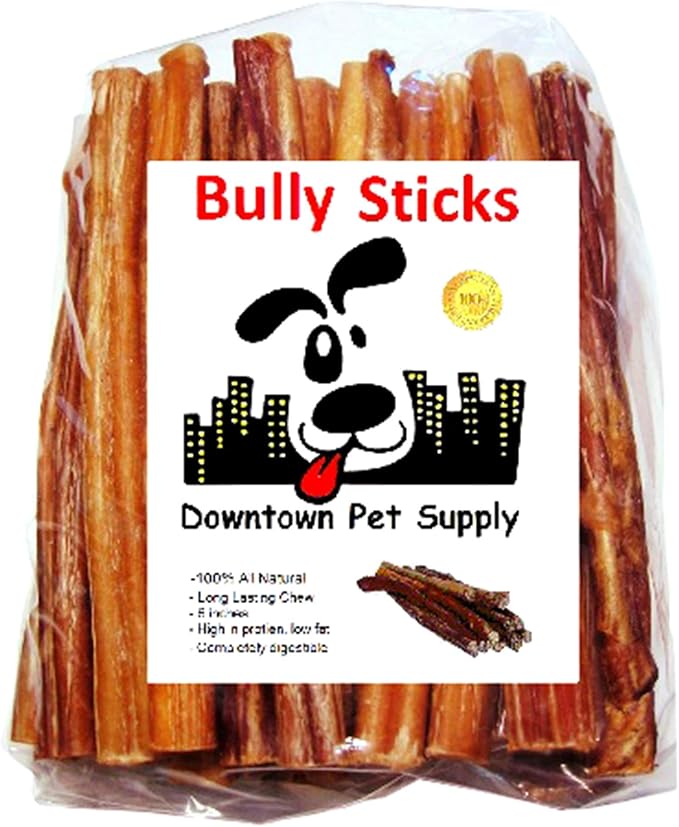 Downtown Pet Supply 6-inch Bully Sticks for Dogs, Pack of 18 - Single Ingredient, Nutrient-Rich and Odor Free Bully Sticks for Dogs - Rawhide Free Dog Chews Long Lasting and Non-Splintering