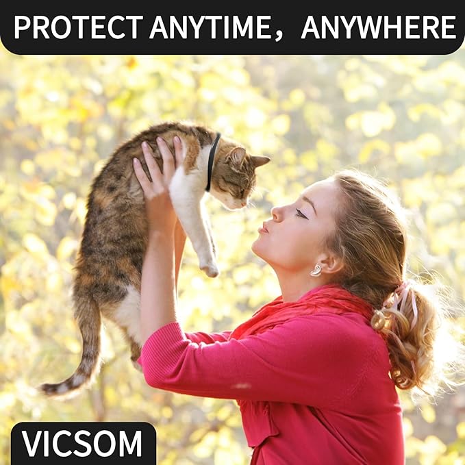 VICSOM 4 Pack Flea and Tick Collar for Cats, 32 Months Treatment, Waterproof Adjustable Kitten Flea Collar, Flea Prevention, Black