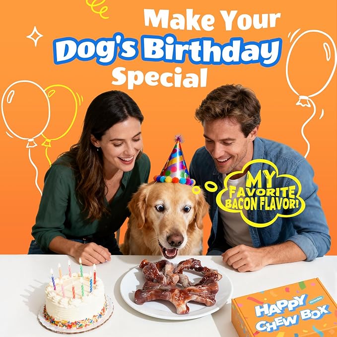 Dog Toys for Aggressive Chewers: Gift Box with 3 Pack Dog Chew Toys, Indestructible Dog Toy for Large Dogs, Tough Dog Toys to Keep Them Busy, Chew Toys for Dogs Birthday, Bacon Flavor 2593-2