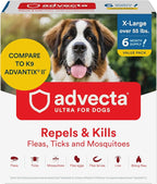 Advecta Ultra Flea and Tick Prevention for Dogs - Extra Large Dog Flea and Tick Treatment & Control - Mosquito Repellent - Fast Acting Waterproof Topical Drops, 6 Month Supply