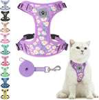 BEAUTYZOO Cat Harness and Leash Set for Walking Escape Proof, Neck Release Adjustable Harness for Kitten Puppy Small Medium Large Cats, Soft Cute Easy Control Small Cat Harness for Cats Boy and Girls