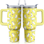 40oz Cute Cat Tumbler with Handle and Straw, Stainless Steel Insulated Cup with Lid, Travel Coffee Mug Water Bottle, Birthday Mothers Day Gifts for Women Men Animal Lovers