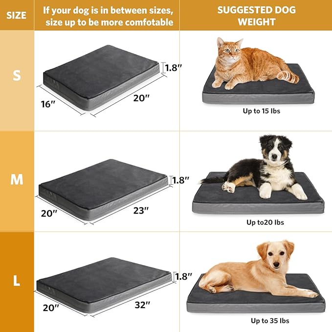 Orthopedic Foam Heated Pet Bed, Auto Temperature Control, Waterproof, Chew Resistant Cord, for Dogs/Cats (Medium, Black)