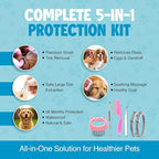 Dog Flea Collar 2 Pack 8-Month Protection, All Natural Flea Collar for Dogs, Includes Flea Comb, Shell Comb, Tick Tweezers & Tick Removal Tool 5-in-1 Dog Flea Protection Kit
