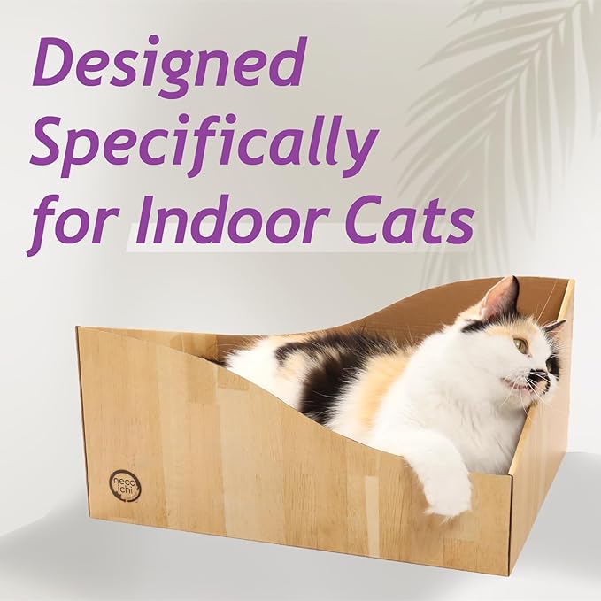 Hideaway Cat Scratcher Box for Indoor Cats - Cat Scratching Board, Horizontal Cat Scratch Pad Lounger with Reversible Usability and Extra Comfort for Lounge(Oak)
