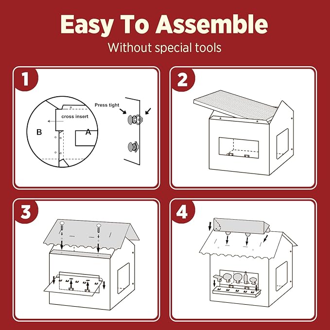 SMILE PAWS Cat Beds for Indoor Cats, Cardboard Cat House with Scratchers, Korean BBQ, Large Sturdy Cat Furniture Condo Cave Tent, Easy to Assemble Pet Toys Accessories Stuffs, Bunny Small Animals