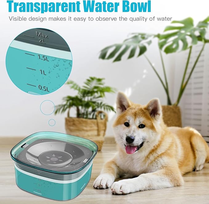 UPSKY 70oz Dog Water Bowl 2L No Spill Dog Bowl Large Capacity Spill Proof Slow Water Feeder, No Splash Dog Bowl Pet Water Dispenser Vehicle Carried Travel Slow Drinking Bowl for Messy Drinkers, Cats