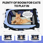 Large Cat Carrier for Car Travel, Pegic Soft Sided Collapsible Pet Carrier for Outdoor and Indoor Uses, Roomy Extra Large Cat Carrier for 2 Kittens, Large Cat or Puppies Up to 50lbs (Blue)