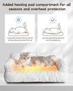 Thirdream Heated Cat Couch Bed for Indoor Pet Cats,Orthopedic Furniture, Warming & Heating PET Chair, Cat Beds Fabric, Anti-Slip Bottom, Washable Cover, Cute & Large Size