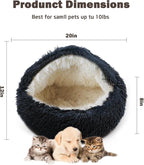 Cat Bed for Indoor Cats, Calming Cozy Cave with Self-Warming Plush, Entire Bed Machine Washable & Anti-Slip Base, Breathable Pet Bed for Small Cats&Dogs All Seasons (Dark Gray, 20 * 20inch)