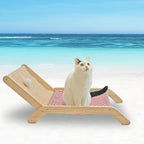 Beach Chair Cat Hammock, Cat Furniture, Original Cozy Cat Lounger with Sisal Scratcher and Toy Ball, Elevated Cat Beds for Indoor Cats (Red)
