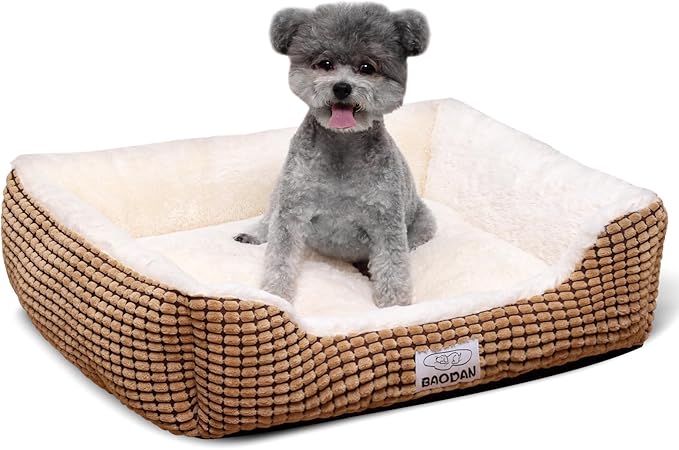 Dog Beds for Medium Large Dogs, Fluffy Cat Beds for Indoor Cats, Calming Pet Bed for Puppy and Kitty, Extra Soft & Machine Washable with Anti-Slip Bottom, Coffee, 25inches
