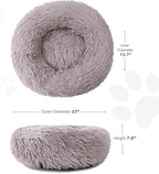 Aurako Cat Bed Dog Bed Round Cushion Pet Bed Mat Ultra Soft Plush Donut Sofa Comfortable Pillow Machine Washable Pet Cuddle Beds for Kitten Small Medium Large Dogs Cats 23" Taupe