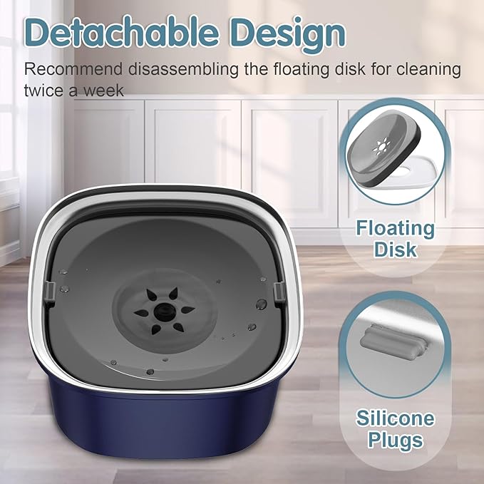 UPSKY 3L Dog Water Bowl 101oz Stainless Steel No Spill Large Capacity Dog Food Water Bowl Slow Water Feeder, Spill Proof Pet Water Dispenser Vehicle Carried Travel Water Bowls