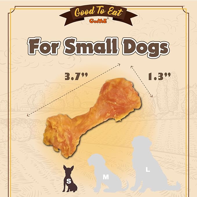 Gootoe Turkey Tendon Dog Treats, Bone (S) 6 Pieces per Pack, USA-Sourced Turkey Tendon, Natural Snack, Premium Puppy Chews, Hypoallergenic, Reseal Value Bags, Sizes for Small Dogs