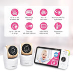 VTech VM928-2HD 5” 720p HD Display 2 Cameras Baby Monitor,110 Wide Angle View,Remote Pan-Tilt-Zoom,Night Vision,Up to 1000ft Range,Temperature Sensor,9 Soothing Sounds & Lullabies,2-Way Talk,No WiFi
