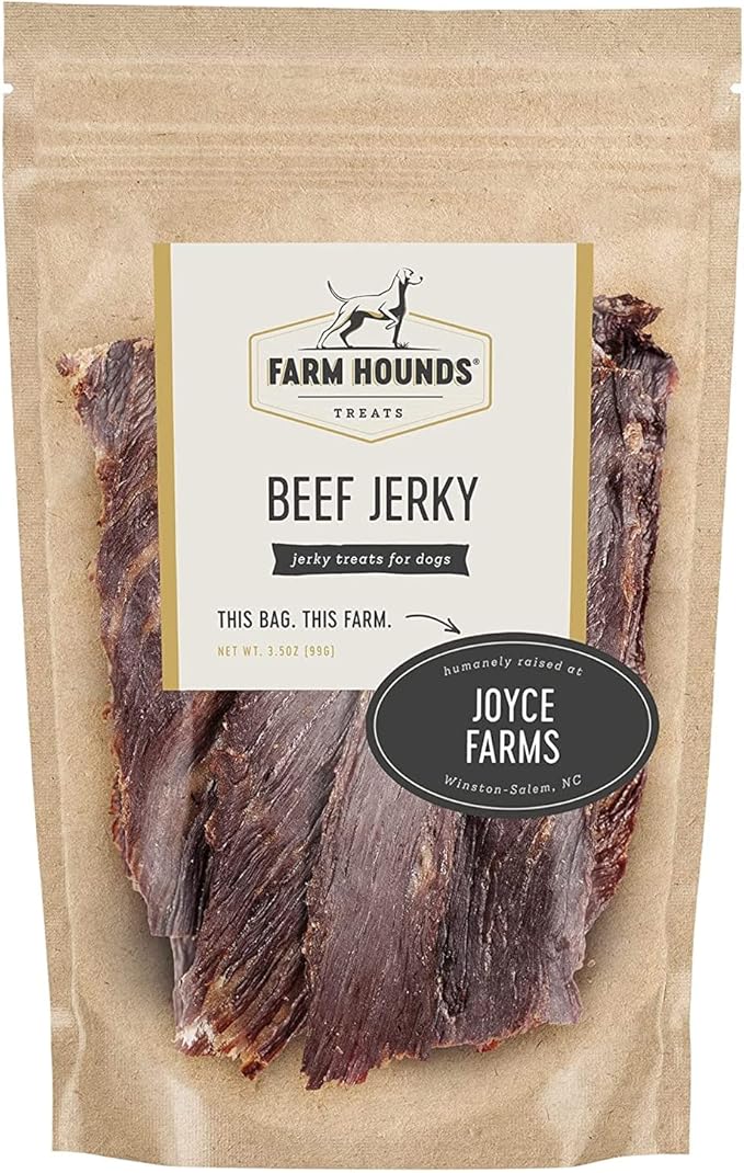 Farm Hounds - Beef Jerky - Premium Natural Jerky for Dogs - Made from 100% Humanely Raised Cattle - Break-to-Size - Great for Training & Treats - No Added Fillers - Made in USA - 3.5 oz - 1 Pack
