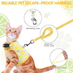 BINGPET Cat Harness and Leash Set Escape Proof for Walking,Step-in Harness with Lightweight Soft Breathable Mesh,Adjustable Easy Control Harness (Sunshine Citrine, L(Chest:12.5-16.5"))