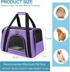 Cat Carrier Dog Carrier Pet Carriers for Medium Small Cats Dogs Puppies up to 15 Lbs,TSA Airline Approved Small Dog Cat Carriers Soft Sided,Collapsible Travel Puppy Carrier (Purple, Large)