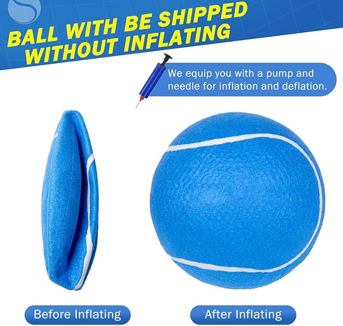 SCENEREAL Giant Tennis Ball for Dogs 2 Pack,Upgraded Thicken 9.5" Large Tennis Balls for Dogs,Halloween Dog Toys Birthday Gift, Inflatable Interactive Ball for Large Medium Big Dog,Durable Toy