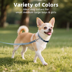 Reflective Dog Collar, Soft Neoprene Padded Nylon Pet Collar with Quick-Release Buckle, No-Choke Design Adjustable for Puppy Dogs,Grey,XS