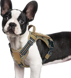 rabbitgoo Dog Harness Small Sized No Pull, Tactical Service Pet Vest with Molle and Control Handle, Adjustable and Reflective Military Harness for Easy Walking and Training, Brown camo, S
