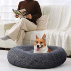 JOLLYVOGUE Dog & Cat Bed, Calming Anti-Anxiety Pet Bed for Small Dogs, Fluffy Donut Cushion for Small and Medium Pets (20")
