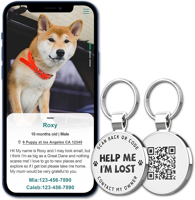 MYLUCKYTAG QR Code Dog Tags - Scan for Instant Pet Location Alert Email