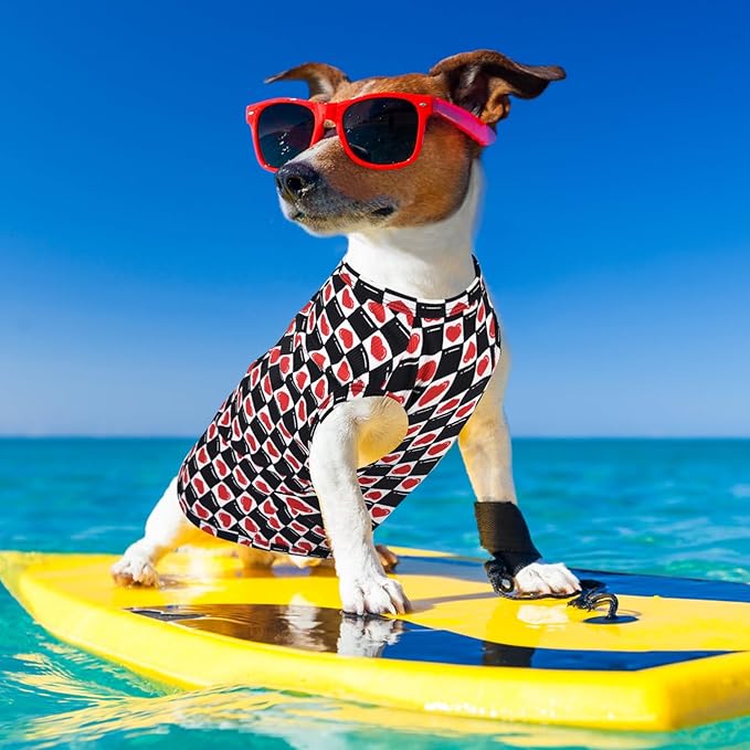 Dog Cooling Vest, Quick Dry Dog Summer Clothes Pet Vest Puppy Shirts, Sleeveless Dogs Cooling T-Shirts for Small Medium Large(Red Heart+Blue Heart, S)