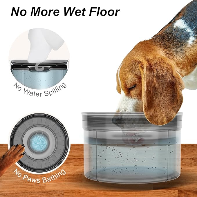 1Gallon No Spill Dog Water Bowl-3.8L Large Capacity, BPA-Free, Anti-Splash & Anti-Digging Design with Non-Slip Base for Messy Drinkers