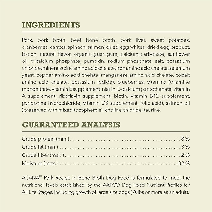 ACANA Premium Chunks Pork Recipe in Bone Broth Wet Dog Food