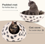 MEOWFIA Cat Cave – Premium Felt Cat Bed for Indoor Cats, Handmade 100% Merino Wool (Vivid Shades) (Medium, Snow Leopard)