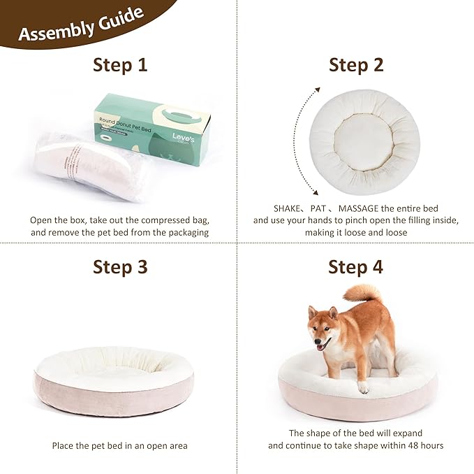 Love's cabin Round Donut Cat and Dog Cushion Bed, 30in Pet Bed for Medium or Large Dogs, Anti-Slip & Water-Resistant Bottom, Soft Durable Fabric Pet beds, Washable Calming Cat & Dog Bed Pink