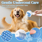 Pet Steam Brush for Dog & Cat - 3-in-1 Steam Grooming Brush for Shedding & Hair Removal - Self Cleaning Spray Comb with Mist for Long Haired Pets - Includes 1*Waterless Shampoo, Blue