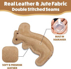 SPOT Dura-Fused Leather Squirrel Dog Toy – Real Leather & Jute Fabric, Double-Stitched & Durable, Soft Stuffed Squeaky Interactive Chew Toy for Moderate Chewers, Small & Medium Dogs, 8in