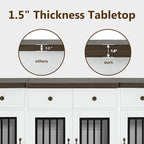 MCombo Wooden Dog Crate Furniture with 4 Drawers and 4 Lockable Doors, Pet Kennel TV Stand for Medium/Large Dogs 1872 (White and Brown)