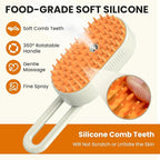 4 in 1 Cat Steam Brush for Shedding, Rechargeable Steam Brush with Foldable Handle, for Cats and Dogs Massaging and Cleaning, Multifunctional Hair Removal Comb (Cream)