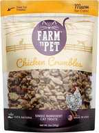 Farm To Pet - Cat Treat Crumbles - 3 oz Single Ingredient Chicken Treat and Snacks - Healthy for Indoor Cats and Kitten - Essential Products (Mix with Wet/Dry Food)