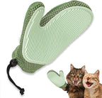 2 in 1 Pet Fur Glove & Cat Hair Remover Glove, Dog Grooming Glove Brush for Shedding, Massage, Efficient Pet Hair Remover Mitt for Couch, Carpet [Green/Single]