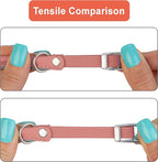 OOPSDOGGY Rolled Leather Cat Collar with Bell, Reflective Kitten Collars with Buckle Include Safety Elastic Strap - Adjustable Small Pet Collars for Boy Girl Cats (Peach)