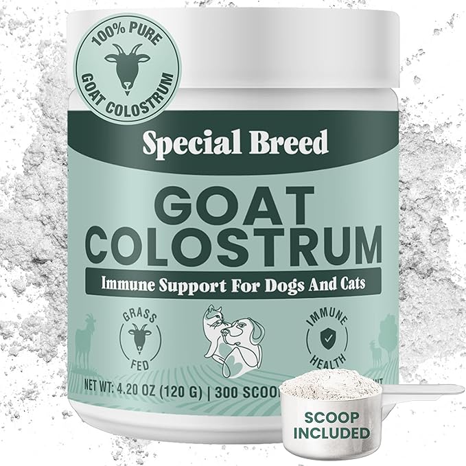 Special Breed Goat Colostrum for Dogs and Cats, Immune Support Supplement for Allergy and Itch Relief, Grass Fed Colostrum Powder - 300 Scoops