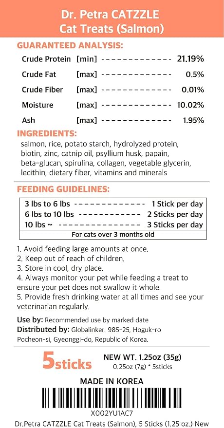 CATZZLE Cat Treats, Dental Chews for Indoor Cats, Cat Teeth Cleaning, Dental Care Snacks - Hairball Control (Salmon Flavor) (5 Sticks (Pack of 1))
