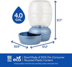 Petmate Replendish Automatic Gravity Waterer for Cats and Dogs, BPA-Free, No Batteries Required, Includes Charcoal Filter, 4 Gallons, Made in USA,Blue