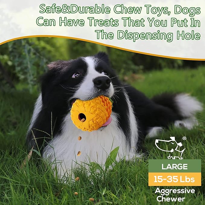 Dog Toy for Aggressive Chewers Large Breeds, Indestructible Pineapple Dog Toys, Tough Treat Dispensing Toys for Small Medium Large Dogs (Large)