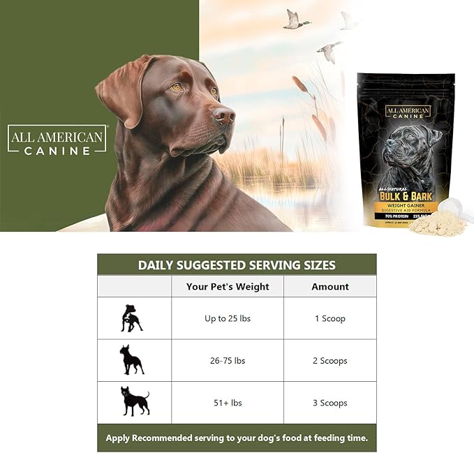 Dog Weight Gainer + Digestive Aid Formula, Natural Health Supplement Food Topper, Weight Gain Supplements for Dogs, & Dog Muscle Builder - 60 Servings