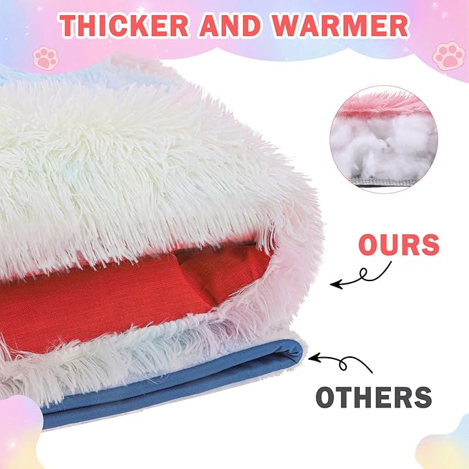 SCENEREAL Self Warming Cat Bed, Heated Cat Bed Mat for Cats Small Dogs, 2 in 1 Soft Plush, Washable Pet Pad for Indoor Outdoor Kitten Puppy, Colorful 28" x 24"