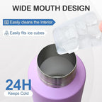 Insulated Dog Travel Water Bottle with Detachable Bowls, 3 in 1 Portable Dog Water Bottle Dispenser, Dog Accessories for Walking, Hiking, Camping, Outdoor (Lavender, 32 Oz)